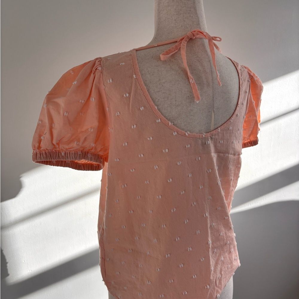 Falls creek cotton and linen blend blouse with open back textured